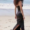 Stefania Black Corset Maxi Dress