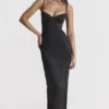 Stefania Black Corset Maxi Dress