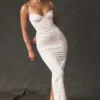 Stefania Soft Peach Corset Maxi Dress
