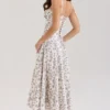 Steffani Cream Stretch Cotton Floral Print Midi Sundress