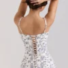Steffani Cream Stretch Cotton Floral Print Midi Sundress