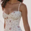 Steffani White Stretch Cotton Rose Print Midi Sundress