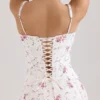 Steffani White Stretch Cotton Rose Print Midi Sundress