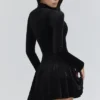Stella Black Velvet Keyhole Mini Dress