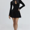Stella Black Velvet Keyhole Mini Dress