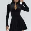 Stella Black Velvet Keyhole Mini Dress
