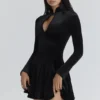 Stella Black Velvet Keyhole Mini Dress