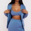 Storm Azure Cotton Fleece-Back Zip Through Hoodie