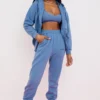 Storm Azure Cotton Fleece-Back Zip Through Hoodie