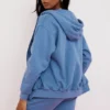 Storm Azure Cotton Fleece-Back Zip Through Hoodie