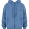 Storm Azure Cotton Fleece-Back Zip Through Hoodie