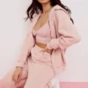 Storm Blush Cotton Fleece-Back Zip Through Hoodie