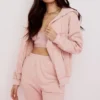 Storm Blush Cotton Fleece-Back Zip Through Hoodie