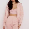 Storm Blush Cotton Fleece-Back Zip Through Hoodie