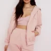 Storm Blush Cotton Fleece-Back Zip Through Hoodie