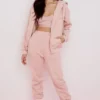Storm Blush Cotton Fleece-Back Zip Through Hoodie