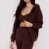 Storm Chocolate Cotton Fleece-Back Zip Through Hoodie