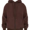Storm Chocolate Cotton Fleece-Back Zip Through Hoodie