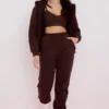 Storm Chocolate Cotton Fleece-Back Zip Through Hoodie