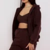 Storm Chocolate Cotton Fleece-Back Zip Through Hoodie