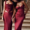 Sydel Ruby Satin Bias Cut Maxi Skirt