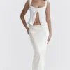 Sydel White Satin Bias Cut Maxi Skirt