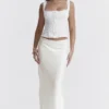 Sydel White Satin Bias Cut Maxi Skirt