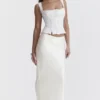 Sydel White Satin Bias Cut Maxi Skirt