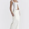 Sydel White Satin Bias Cut Maxi Skirt