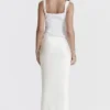 Sydel White Satin Bias Cut Maxi Skirt