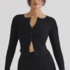 Sylvia Black Ribbed Knit Cardigan