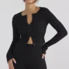 Sylvia Black Ribbed Knit Cardigan