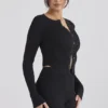 Sylvia Black Ribbed Knit Cardigan