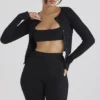 Sylvia Black Ribbed Knit Cardigan