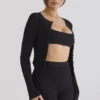 Sylvia Black Ribbed Knit Cardigan