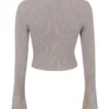 Sylvia Taupe Ribbed Knit Cardigan