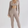Sylvia Taupe Ribbed Knit Cardigan