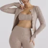 Sylvia Taupe Ribbed Knit Cardigan