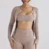Sylvia Taupe Ribbed Knit Cardigan