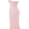 Syrah Soft Peach Lace Back Midi Dress