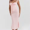 Syrah Soft Peach Lace Back Midi Dress