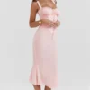 Syrah Soft Peach Lace Back Midi Dress