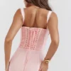 Syrah Soft Peach Lace Back Midi Dress