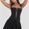 Talia Black Pleated Mini Dress