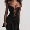 Talia Black Pleated Mini Dress