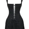 Talia Black Pleated Mini Dress