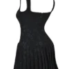 Talia Black Pleated Mini Dress