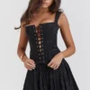 Talia Black Pleated Mini Dress