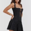 Talia Black Pleated Mini Dress