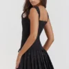 Talia Black Pleated Mini Dress